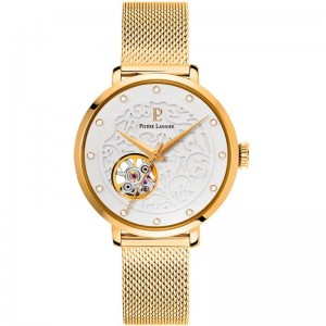 Pierre Lannier - Montre Femme Automatique - Cadran blanc - Bracelet acier doré - Ref 310F502