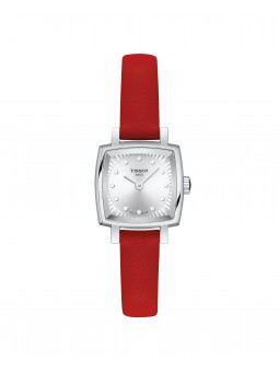 Tissot - Montre Femme Lovely - Cadran blanc - Bracelet cuir rouge - Ref T0581091603600