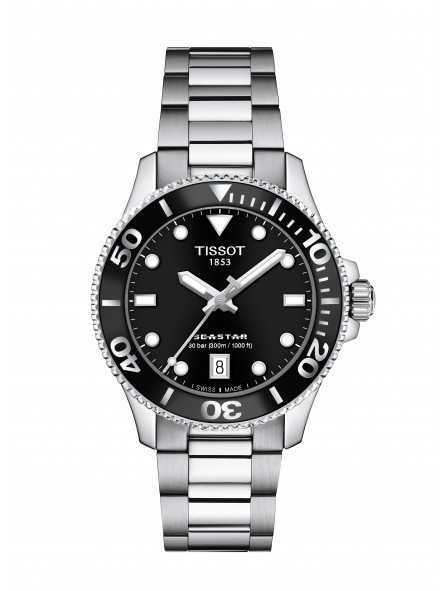 Montre Femme Tissot Seastar 1000 noir bracelet acier - Réf. T1202101105100