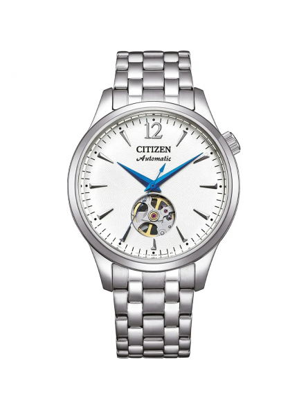 Citizen - Montre Platform Mechanical Classic - cadran blanc coeur ouvert - Ref NH9131-73A