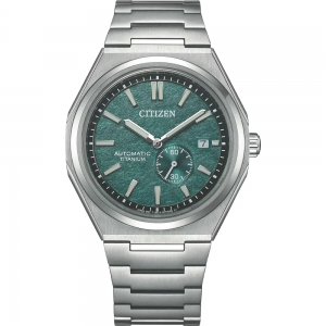 Citizen - Montre Supertitanium Auto 40.5mm - Cadran vert cerclé noir - Ref NJ0180-80X
