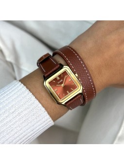 CLUSE GRACIEUSE PETITE ACIER DORÉ MARRON CUIR CW11810