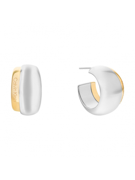 Calvin Klein - Boucles d'oreilles créoles Timeless Refine acier bicolore - Ref 35000613