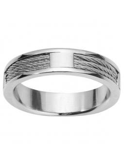 Phebus - Bague en acier avec cables tressés - Ref 15-0213-62