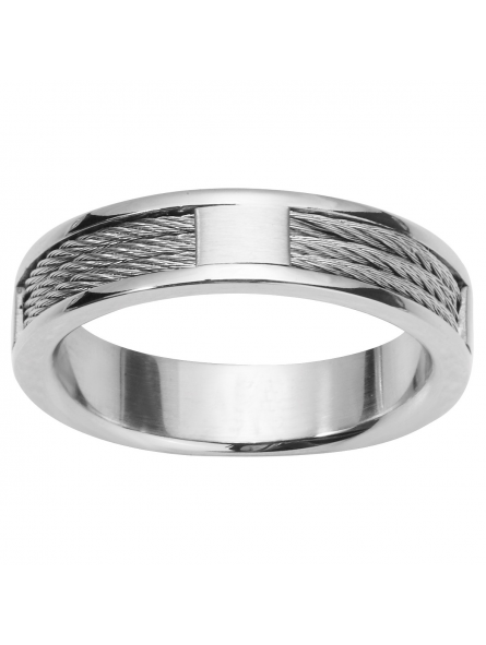 Phebus - Bague en acier avec cables tressés - Ref 15-0213-62
