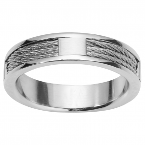 Phebus - Bague en acier avec cables tressés - Ref 15-0213-62