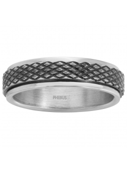 Phebus - Bague acier poli et noirci - Ref 15-0310-62