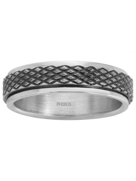 Phebus - Bague acier poli et noirci - Ref 15-0310-62