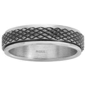 Phebus - Bague acier poli et noirci - Ref 15-0310-62