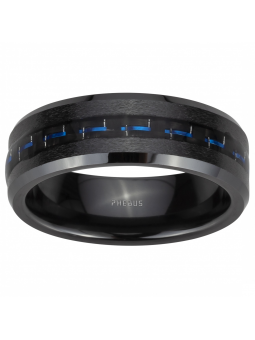 Phebus - Bague céramique et carbone bleu - Ref 15-0317-60