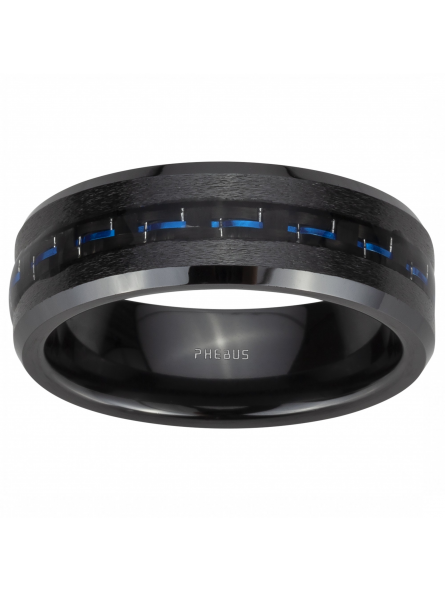 Phebus - Bague céramique et carbone bleu - Ref 15-0317-60