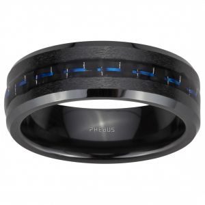 Phebus - Bague céramique et carbone bleu - Ref 15-0317-60