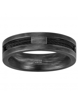 Phebus - Bague Him en acier noirci - Ref 15-0328-62