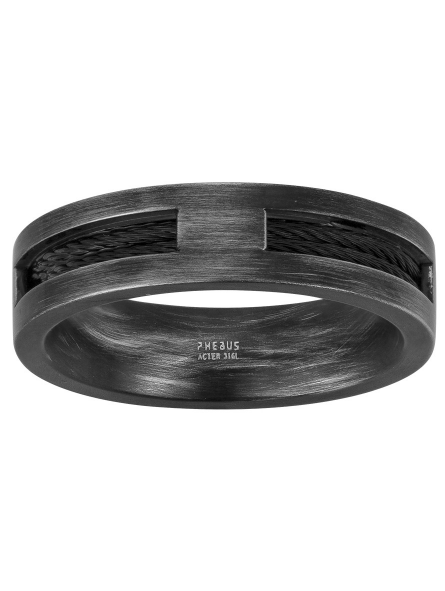 Phebus - Bague Him en acier noirci - Ref 15-0328-62 Phebus - Bague Him en acier noirci - Ref 15-0328-62