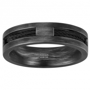 Phebus - Bague Him en acier noirci - Ref 15-0328-62