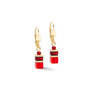 Coeur de Lion - Boucles d'oreilles geocube acier cristaux rouge - Ref 2800/20-0300