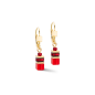 Coeur de Lion - Boucles d'oreilles geocube acier cristaux rouge - Ref 2800/20-0300