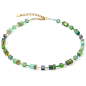 Coeur de Lion - Collier geocube acier doré critaux vert - Ref 2838/10-0516
