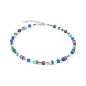 Coeur de Lion - Collier Geocube Iconic acier turquoise mauve - Ref 2838/10-0608