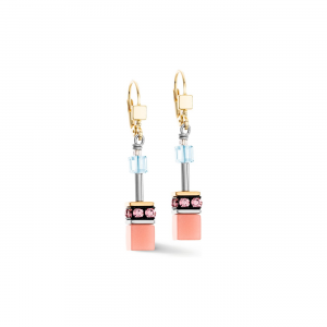Coeur de Lion - Boucles d'oreilles acier doré cristaux rose - Ref 2838/20-2028