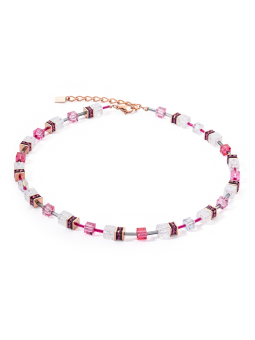 Coeur de Lion - Collier geocube acier cristaux violet - Ref 3018/10-0400