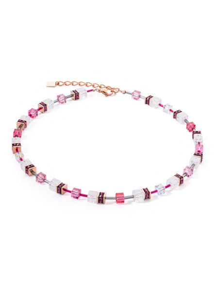 Coeur de Lion - Collier geocube acier cristaux violet - Ref 3018/10-0400