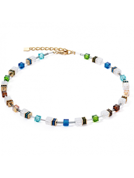 Coeur de Lion - Collier Geocube acier verre et strass - Ref 3018/10-1511