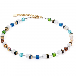 Coeur de Lion - Collier Geocube acier verre et strass - Ref 3018/10-1511