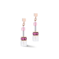 Coeur de Lion - Boucles d'oreilles geocube acier cristaux rose - Ref 3018/21-0400