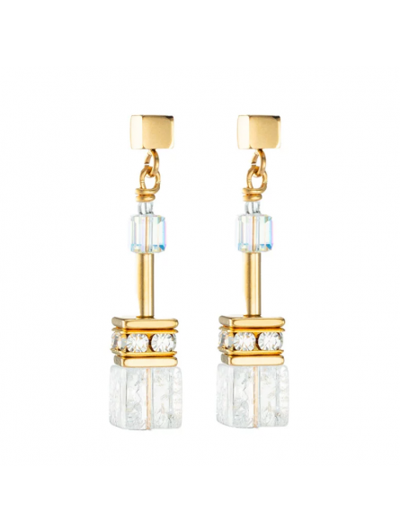 Coeur de Lion - Boucles d'oreilles geocube acier cristaux noir - Ref 3018/21-1416