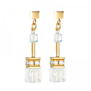 Coeur de Lion - Boucles d'oreilles geocube acier cristaux noir - Ref 3018/21-1416