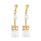 Coeur de Lion - Boucles d'oreilles geocube acier cristaux noir - Ref 3018/21-1416