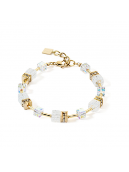 Coeur de Lion - Bracelet géocube acier doré cristal blanc - Ref 3018/30-1416
