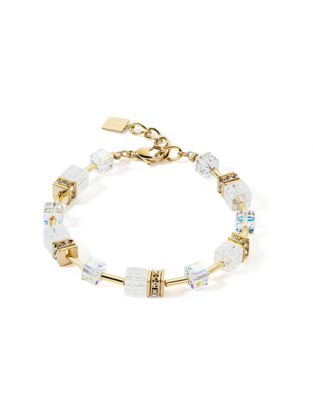 Coeur de Lion - Bracelet géocube acier doré cristal blanc - Ref 3018/30-1416