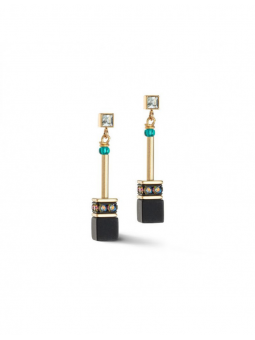 Coeur de Lion - Boucles d'oreilles Geocube Iconic noir multicolore - Ref 3035/21-1315