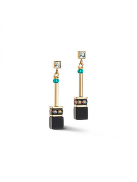Coeur de Lion - Boucles d'oreilles Geocube Iconic noir multicolore - Ref 3035/21-1315