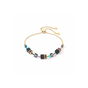 Coeur de Lion - Bracelet Geocube Iconic Nature acier doré avec pierre synthétique et strass - Ref 3035/30-1315