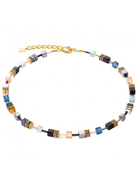 Coeur de Lion - Collier Geocube acier et verre multicolore - Ref 3330/10-0716