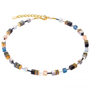Coeur de Lion - Collier Geocube acier et verre multicolore - Ref 3330/10-0716