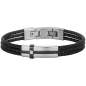 Phebus - Bracelet Cesar cuir noir et acier - Ref 35-1102