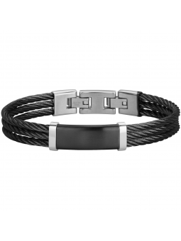 Phebus - Bracelet Adama cuir noir et acier - Ref 35-1104