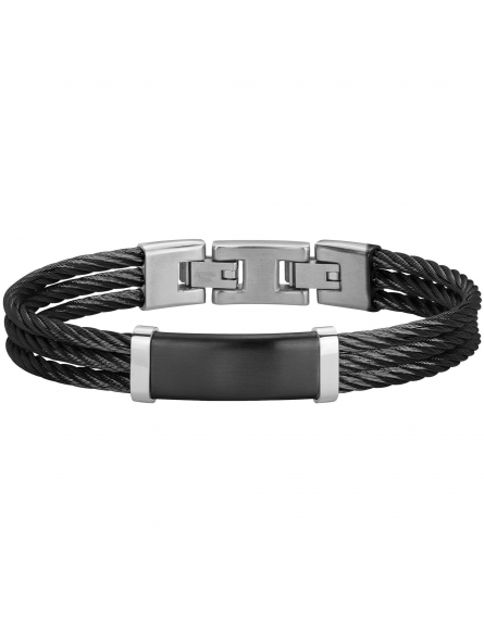 Phebus - Bracelet Adama cuir noir et acier - Ref 35-1104
