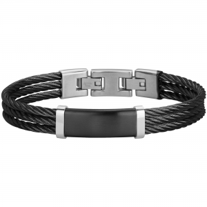 Phebus - Bracelet Adama cuir noir et acier - Ref 35-1104