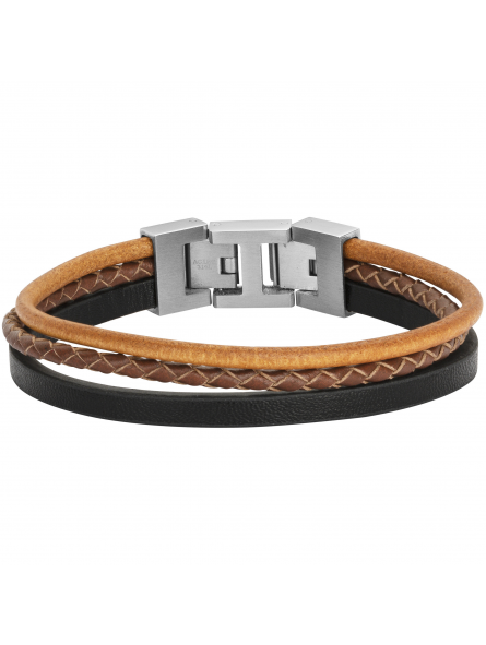 Phebus - Bracelet Kenneth multi rangs cuir et acier - Ref 35-1107