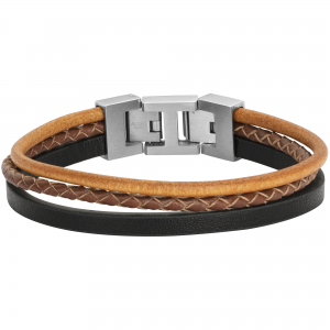 Phebus - Bracelet Kenneth multi rangs cuir et acier - Ref 35-1107