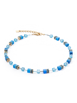 Coeur de Lion - Collier geocube acier cristaux bleu - Ref 4020/10-0600