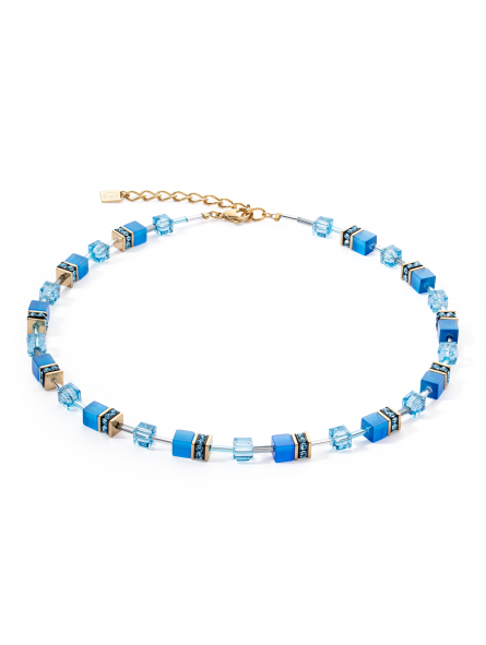 Coeur de Lion - Collier geocube acier cristaux bleu - Ref 4020/10-0600