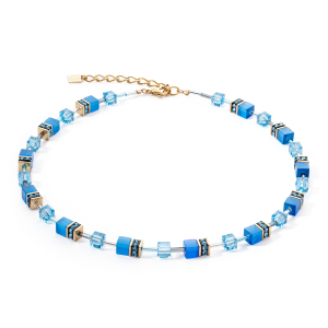 Coeur de Lion - Collier geocube acier cristaux bleu - Ref 4020/10-0600