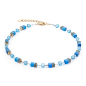 Coeur de Lion - Collier geocube acier cristaux bleu - Ref 4020/10-0600