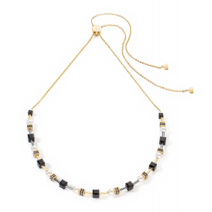 Coeur de Lion - Collier Geocube Cubes & Pearls Halskette acier et cristaux - Ref 4085/10-1316